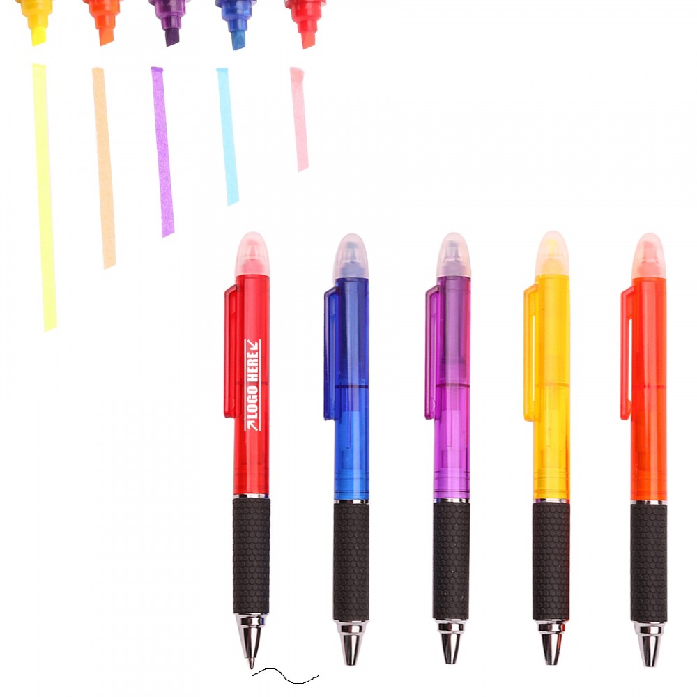 Logo Branded Translucent Ballpoint Pen With Highlighter Logo Branded Translucent Ballpoint Pen With Highlighter