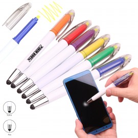 Logo Branded Stylus Ballpoint Pen w/Yellow Highlighter