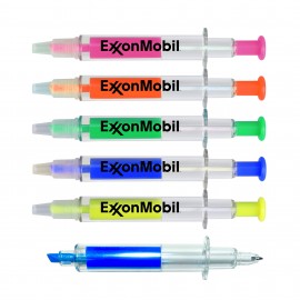 Pen and Syringe shape highlighter combo marker with Logo