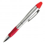 Promotional Silver Champion Pen/Highlighter - Red