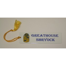 Gold or Color Coated Aluminum Bookmark w/a Screen Printed imprint & Assembled Tassel (1.25"x4 7/8") Logo Branded