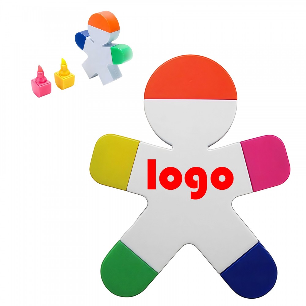 5-Color Humanoid Fluorescent Marker Set Logo Branded