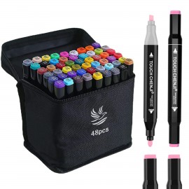 48 Colors 48 Pieces Double Tipped Art Alcohol Marker Set Logo Branded