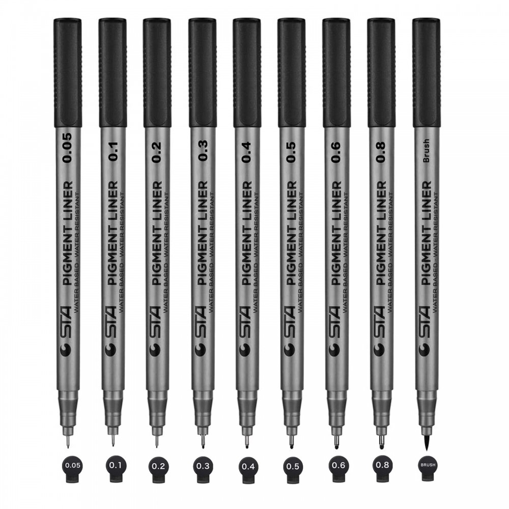 9 Pieces Precision Black Micro Pen Fineliner Ink Pen Ten Piece Set Custom Printed