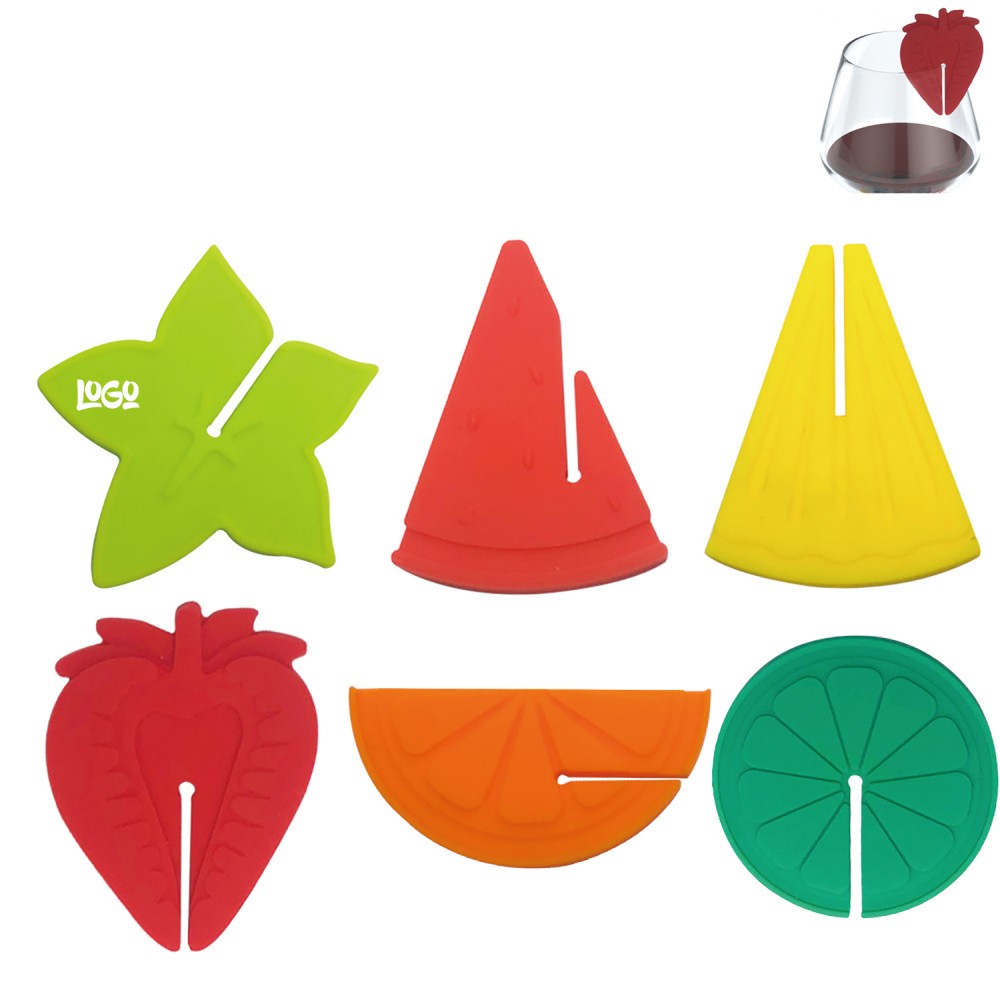 6PCS Silicone Wine Glass Charms Drink Markers Logo Branded