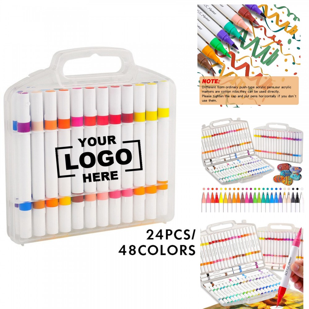 Acrylic Marker Pens 24/36/48 Colors DIY Waterproof Student Colored Pencil Drawing Set Logo Branded