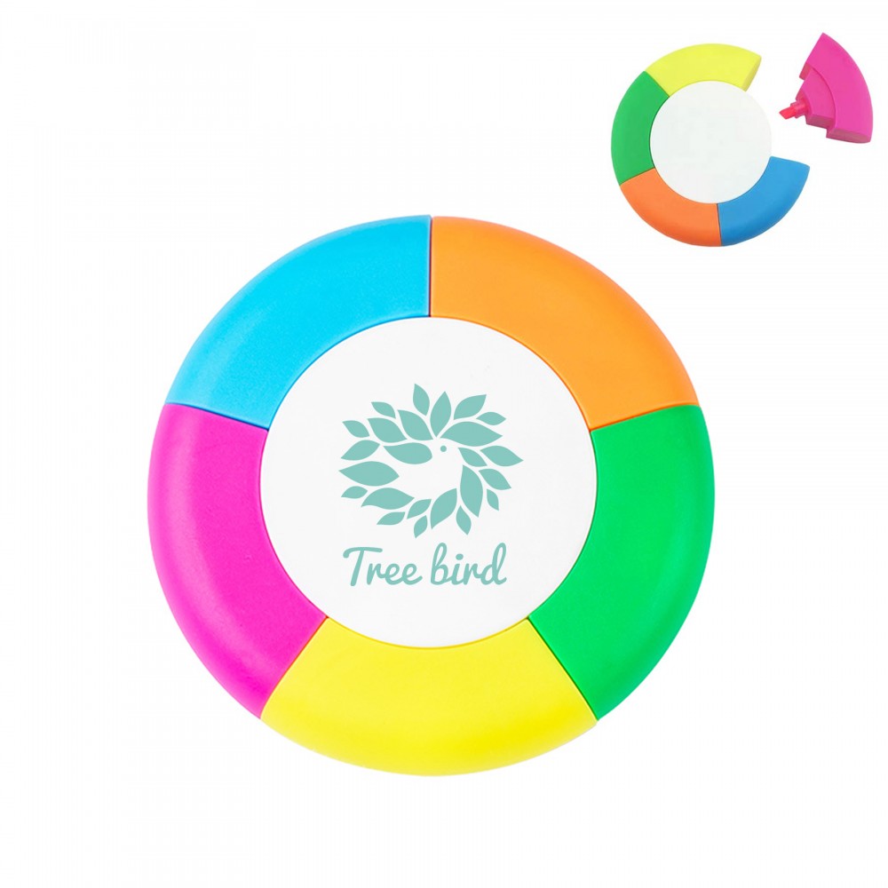 5 Color Round Highlighter Marker Pen Logo Branded 5 Color Round Highlighter Marker Pen Logo Branded