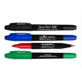 Double Ended Sharp Mark Fine & Medium Tip Permanent Marker with Logo
