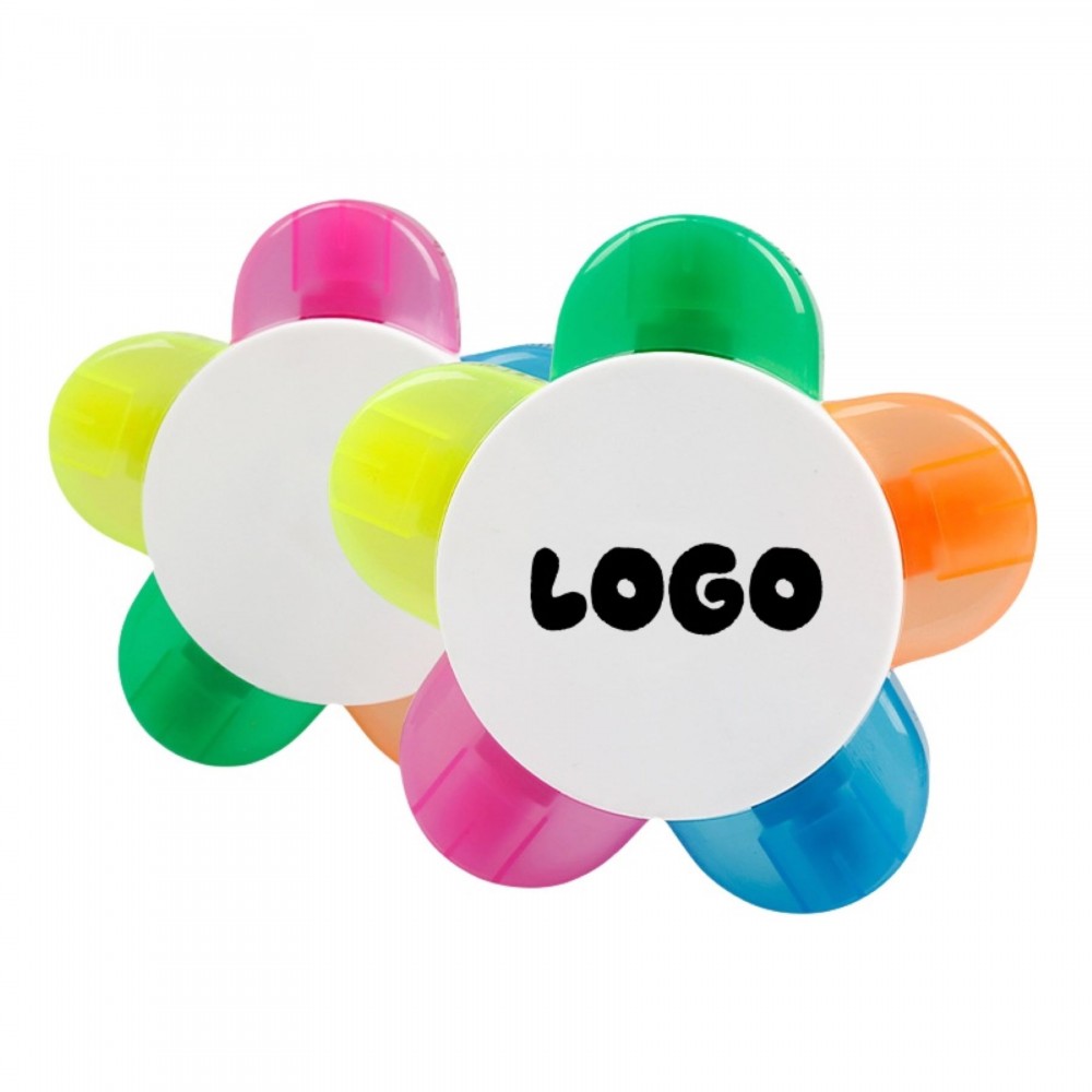 Logo Branded Petal Shaped Fluorescent Color Markers Logo Branded Petal Shaped Fluorescent Color Markers
