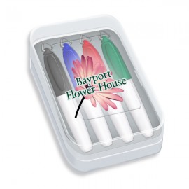Mini Dry Erase Markers in Clear Plastic Box (4-Pack/Full-Color Decal) Custom Imprinted
