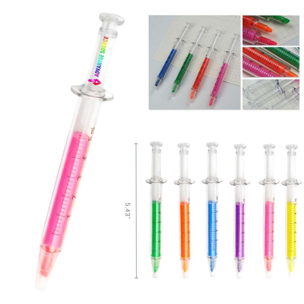 Custom Printed Syringe-Shaped Highlighter Custom Printed Syringe-Shaped Highlighter