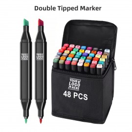 48 Colors 48 Pieces Double Tipped Art Marker Set Custom Imprinted  48 Colors 48 Pieces Double Tipped Art Marker Set Custom Imprinted