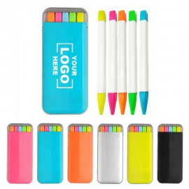 Logo Branded 5-Pack Fluorescent Highlighter Marker Pen Set
