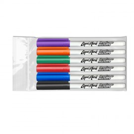 Liqui-Mark Fine Point Dry Erase Markers - USA Made - 6 Pack Logo Branded