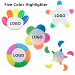 5-in-1 Custom Assorted Colors Petals Highlighters Watercolor Fluorescent Pens Logo Branded