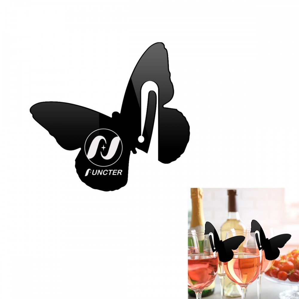 Custom Printed #1 Butterfly Acrylic Drink Marker Wine Glass Recognizer Name Marker Custom Printed #1 Butterfly Acrylic Drink Marker Wine Glass Recognizer Name Marker