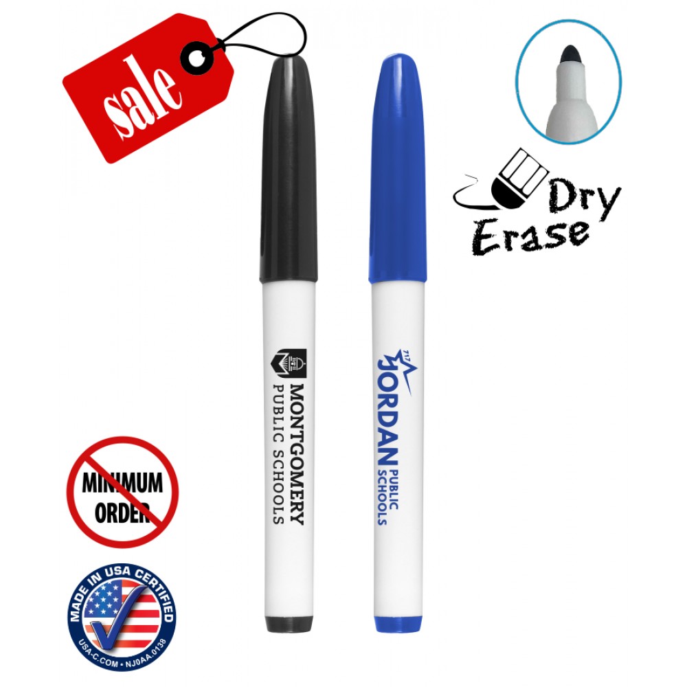 Closeout Certified USA Made - Dry Erase - Bullet Tip Markers Custom Printed