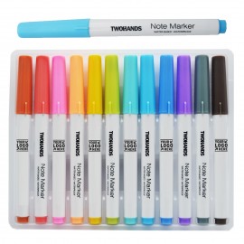 Logo Branded 12 Assorted Colors Ultra Fine Tip Color Marker Set