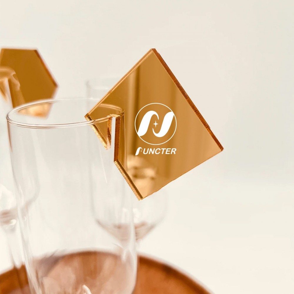 Logo Branded Square Shape Acrylic Drink Marker Wine Glass Recognizer Logo Branded Square Shape Acrylic Drink Marker Wine Glass Recognizer