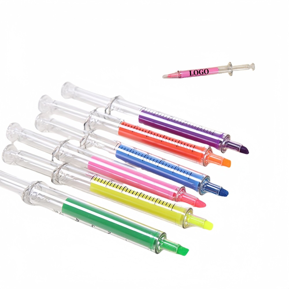 Custom Printed Colorful Graduated Syringe Shaped Highlighter Custom Printed Colorful Graduated Syringe Shaped Highlighter