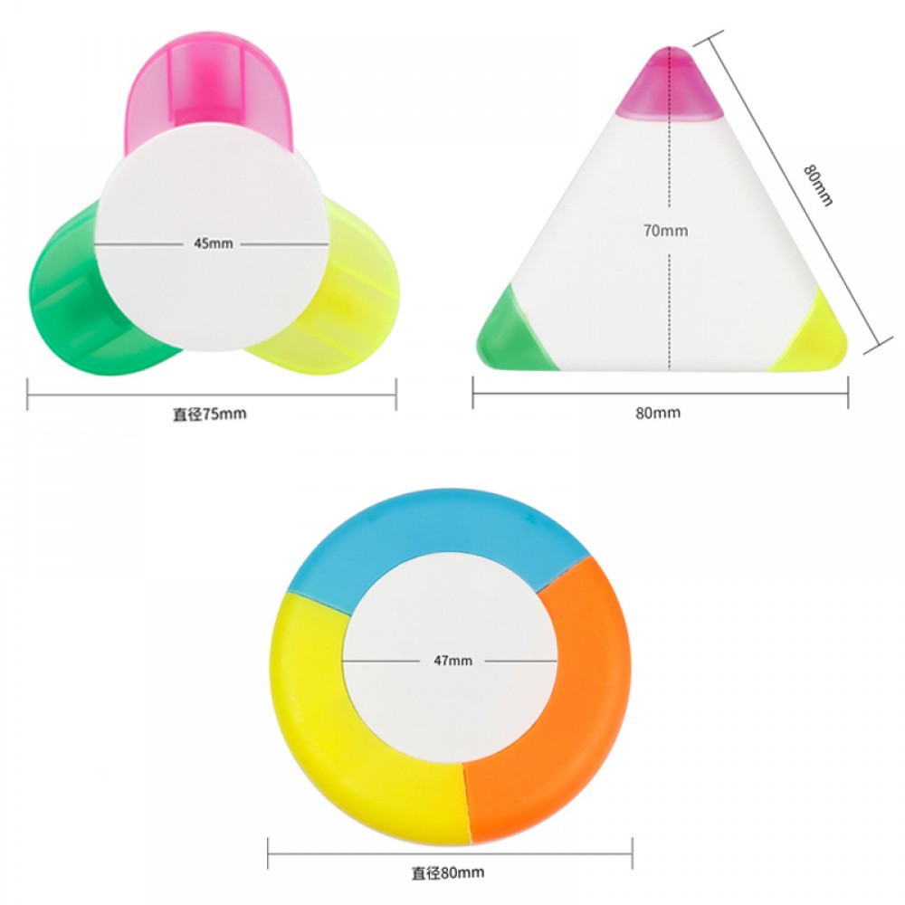 Logo Branded Mini 3 Color Combination Shaped Highlighter