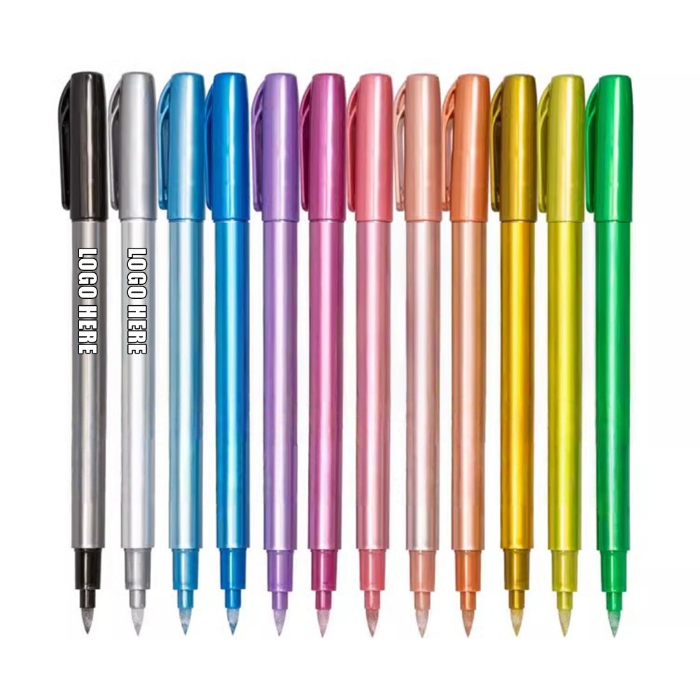 12-Color Permanent Marker Set Logo Branded
