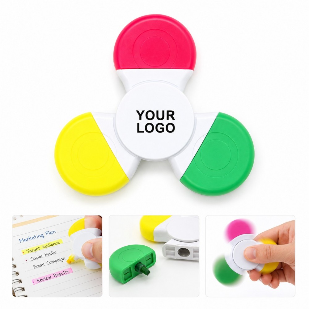 3-Color Rotating Highlighter Custom Printed
