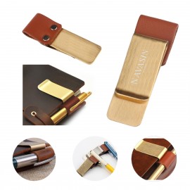 Custom Printed Metal Leather Pen Clip Pen Holder