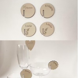 Custom Imprinted Round Shape Wood Drink Marker Wine Glass Recognizer