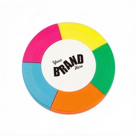 Logo Branded 5-In-1 Circular Wheel Shaped Multicolor Highlighter