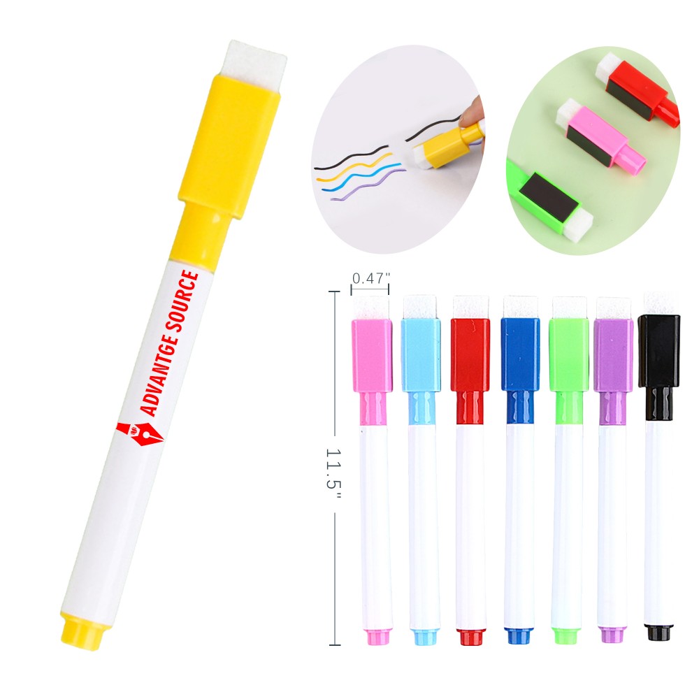 Custom Imprinted Kids Erasable Doodle Marker Pen Eco Friendly Polyethylene Barrel Washable Whiteboard Pen