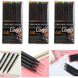 60 Watercolor Dual Tip Marker Brush Pen With Fine Liner Custom Imprinted