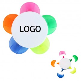 PP Plastic 5 Color Flower Design Fluorescent Markers Logo Branded  PP Plastic 5 Color Flower Design Fluorescent Markers Logo Branded