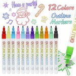 12 Colors Double Line Markers Logo Branded