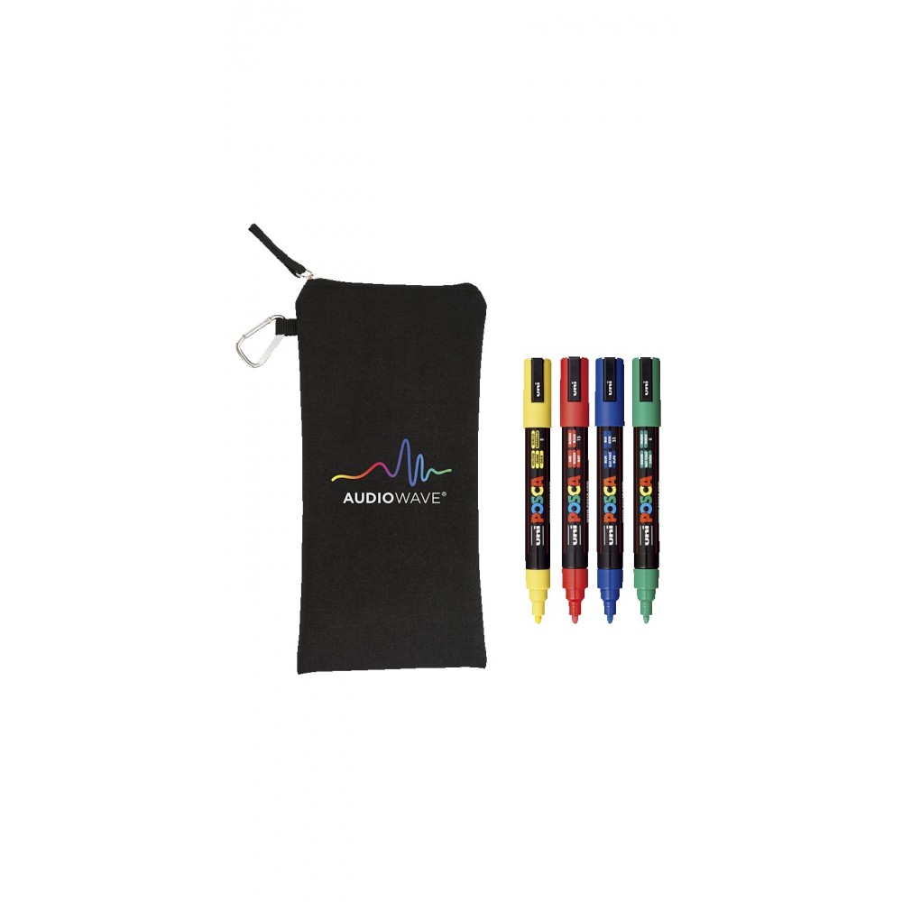 Custom Printed POSCA 4 Piece Standard Marker Set with Bag