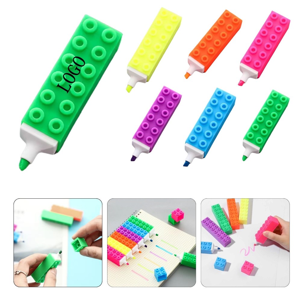 Custom Printed Stackable Colorful Highlighter Brick Set