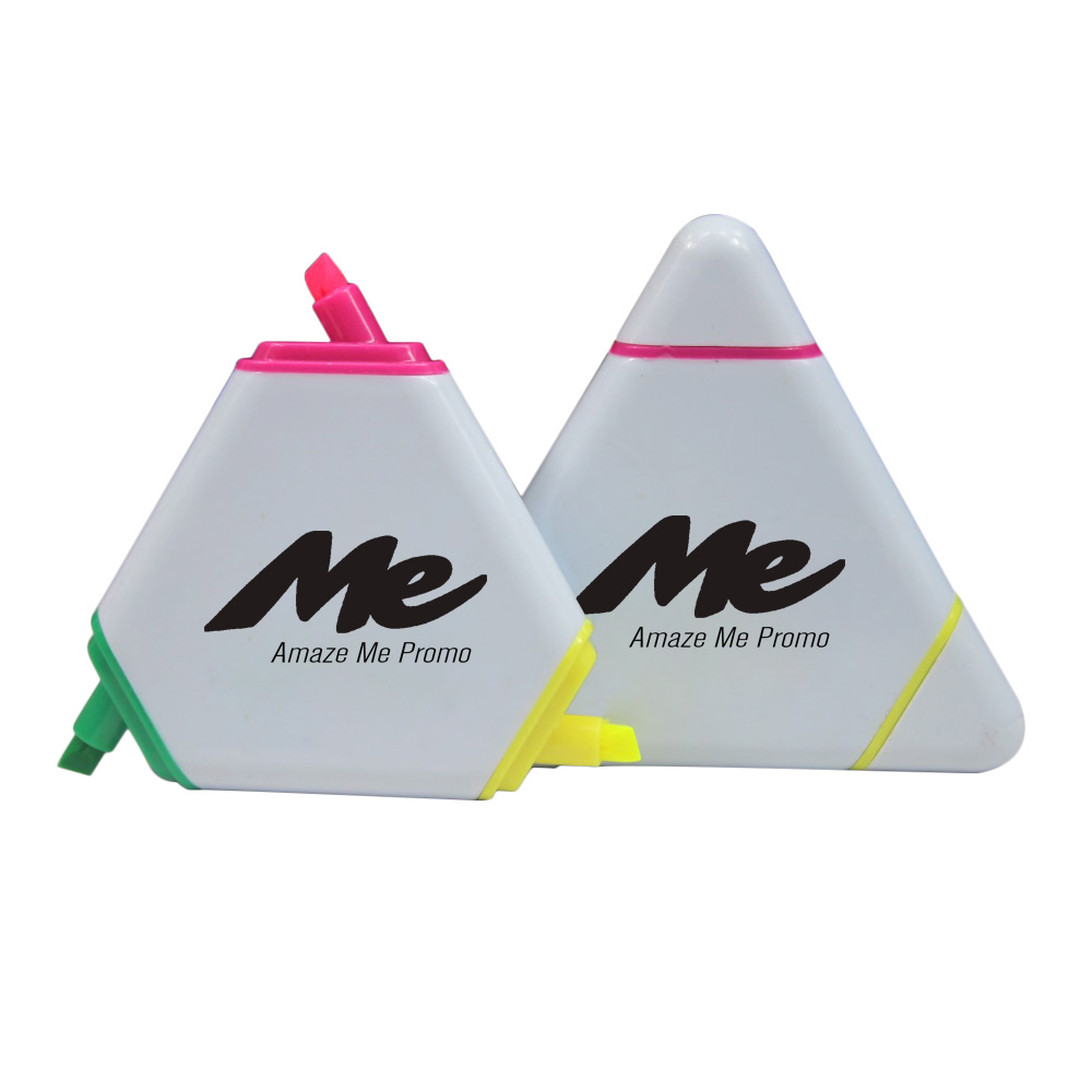 Logo Branded Three Color Triangle Shape Highlighter