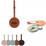 Round Shaped PU Leather Luggage Tag Logo Branded