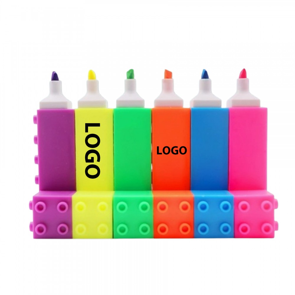 Logo Branded Building Block Fluorescent Marker Highligther