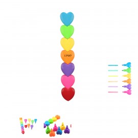 Heart-Shaped Plastic Six-Color Highlighters Custom Printed