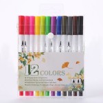 Personalized 12 Watercolor Dual Tip Marker Brush Pen with Fine Liner