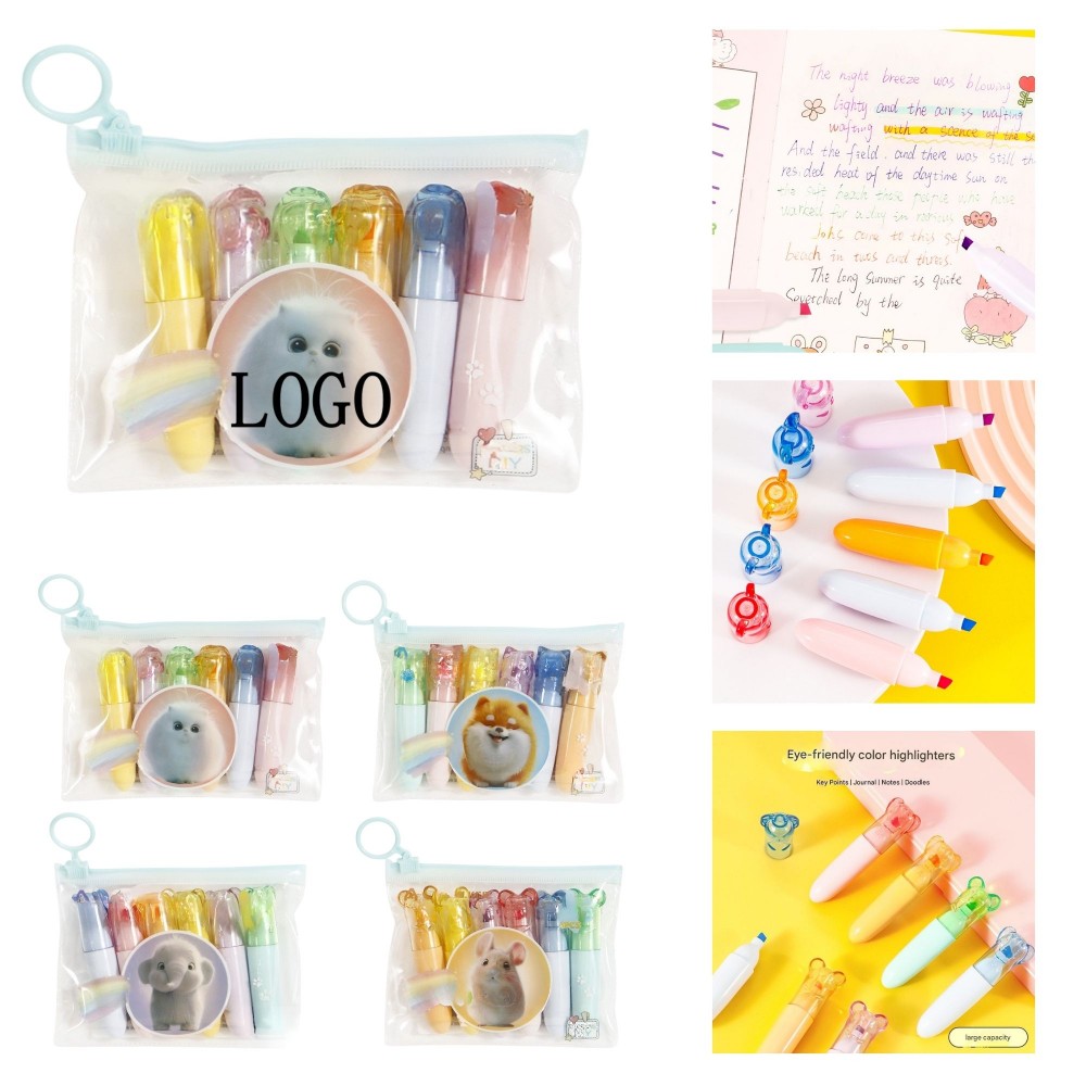 Custom Imprinted Cute Pet Highlighter Pen Set