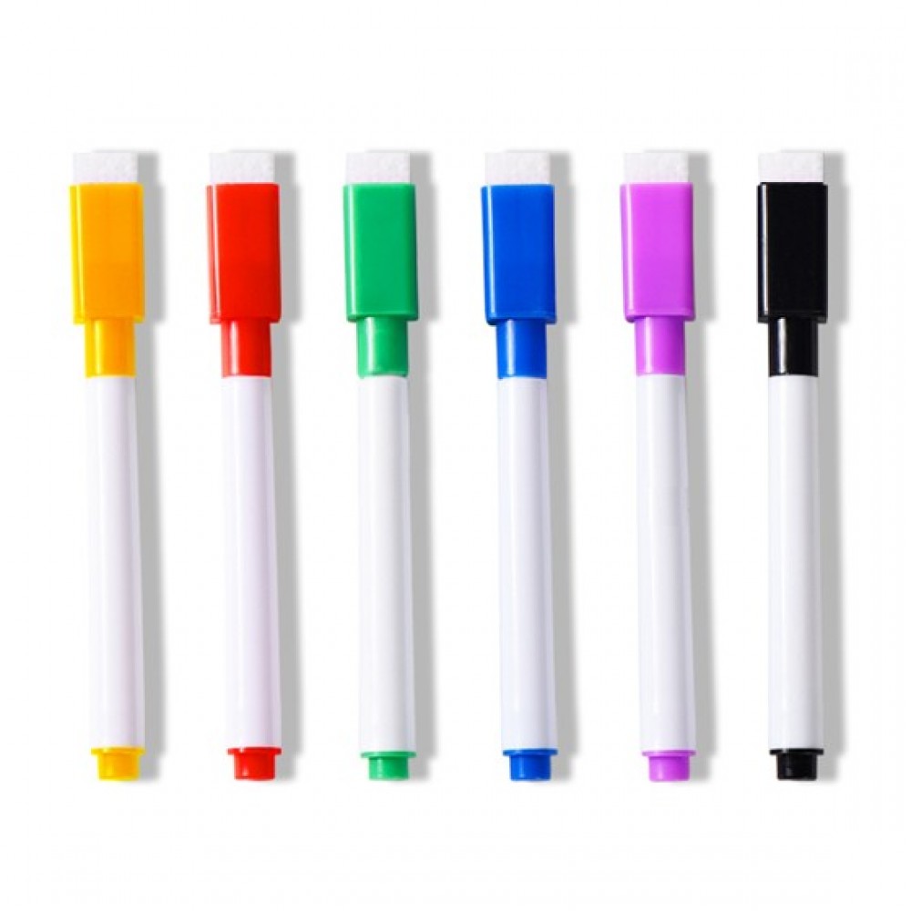 Logo Branded Erasable Whiteboard Markers w/Eraser Caps