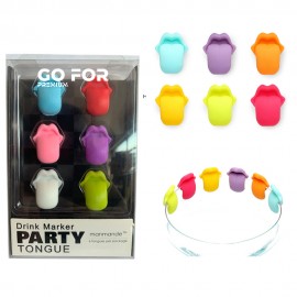 6-pcs Wine Tongue Silicone Drink Markers Logo Branded