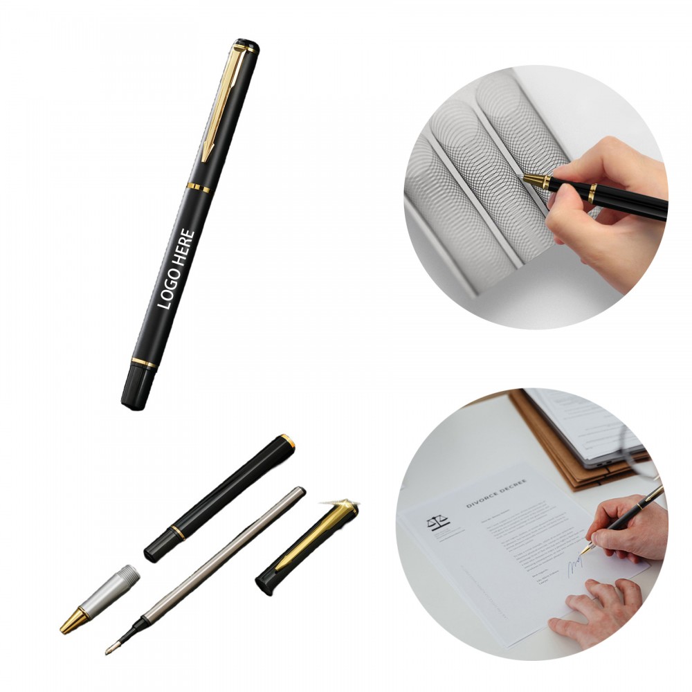 Premium Ballpoint Pen - 0.5mm Black Refill Executive Gift Set Logo Branded