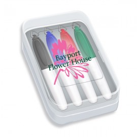 Promotional Mini Dry Erase Markers in Clear Plastic Box (4-Pack)