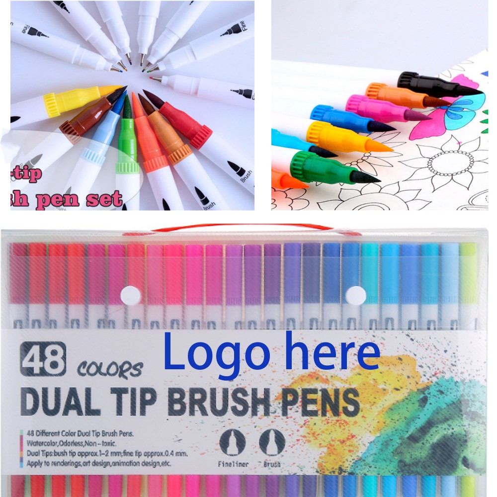 Logo Branded Tip Finelinerwatercolor Art Markers Set(48 Color) Logo Branded Tip Finelinerwatercolor Art Markers Set(48 Color)