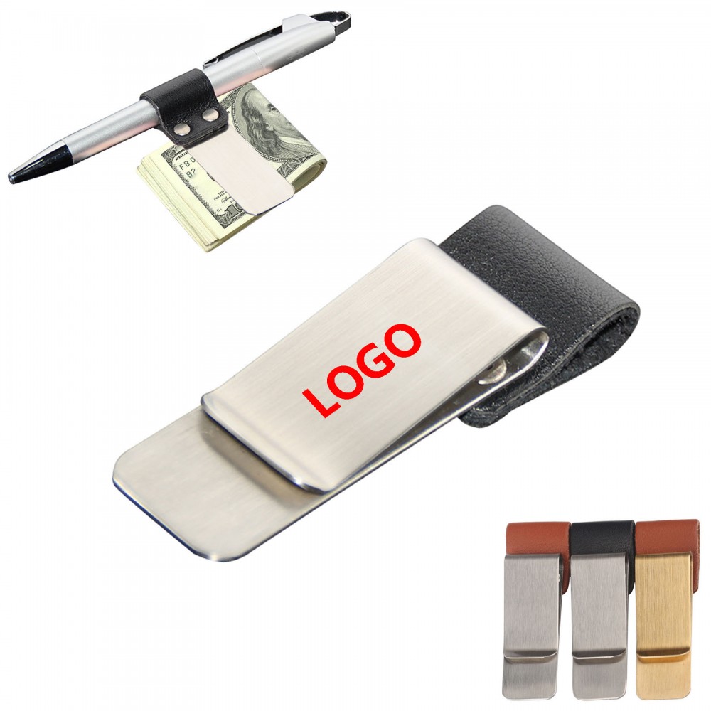 Custom Imprinted Durable Money Cash Clip With Pen Holder