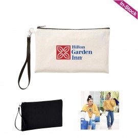Canvas Cosmetic Bag Pencil Pouch with Wristband Lanyard with Logo