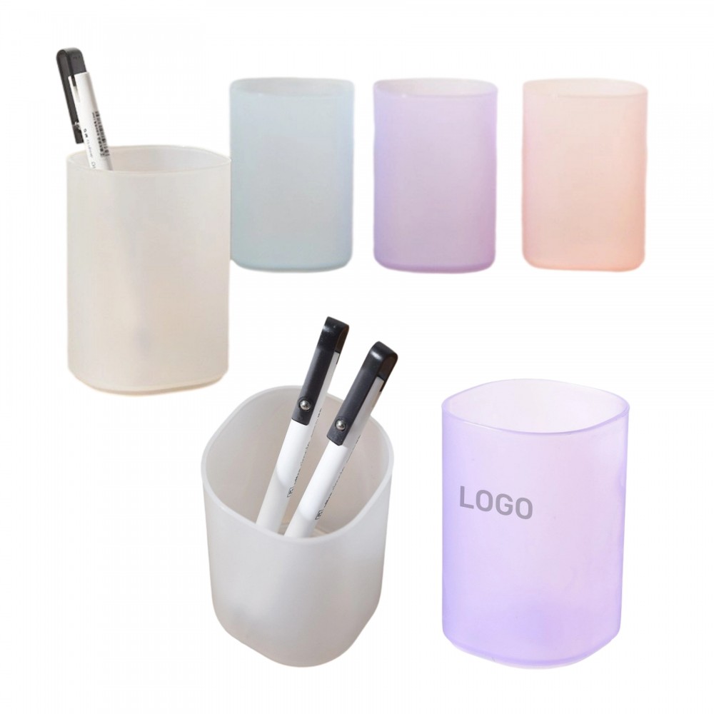 Logo Branded Transparent Desktop Pen Holder For Office